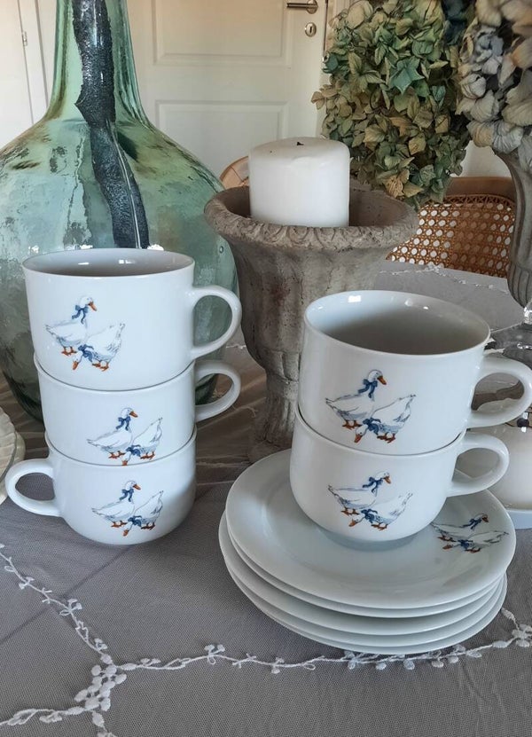 Set of 5 Porcelain Cups with Saucers, Bavaria Schumann Arzberg