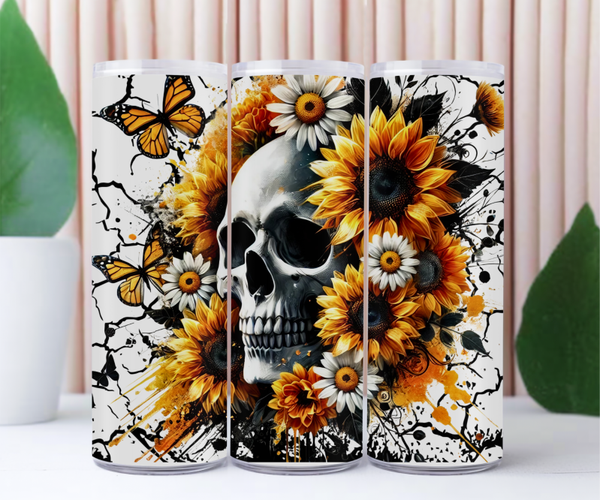 Totenkopf mit Sonnenblumen