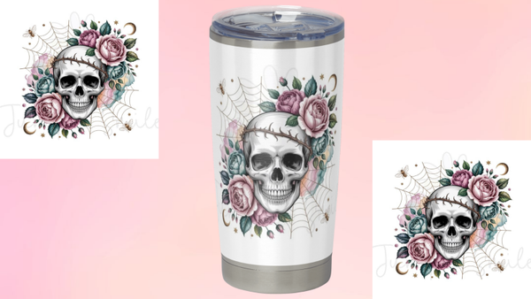 Totenkopf mit Blumen