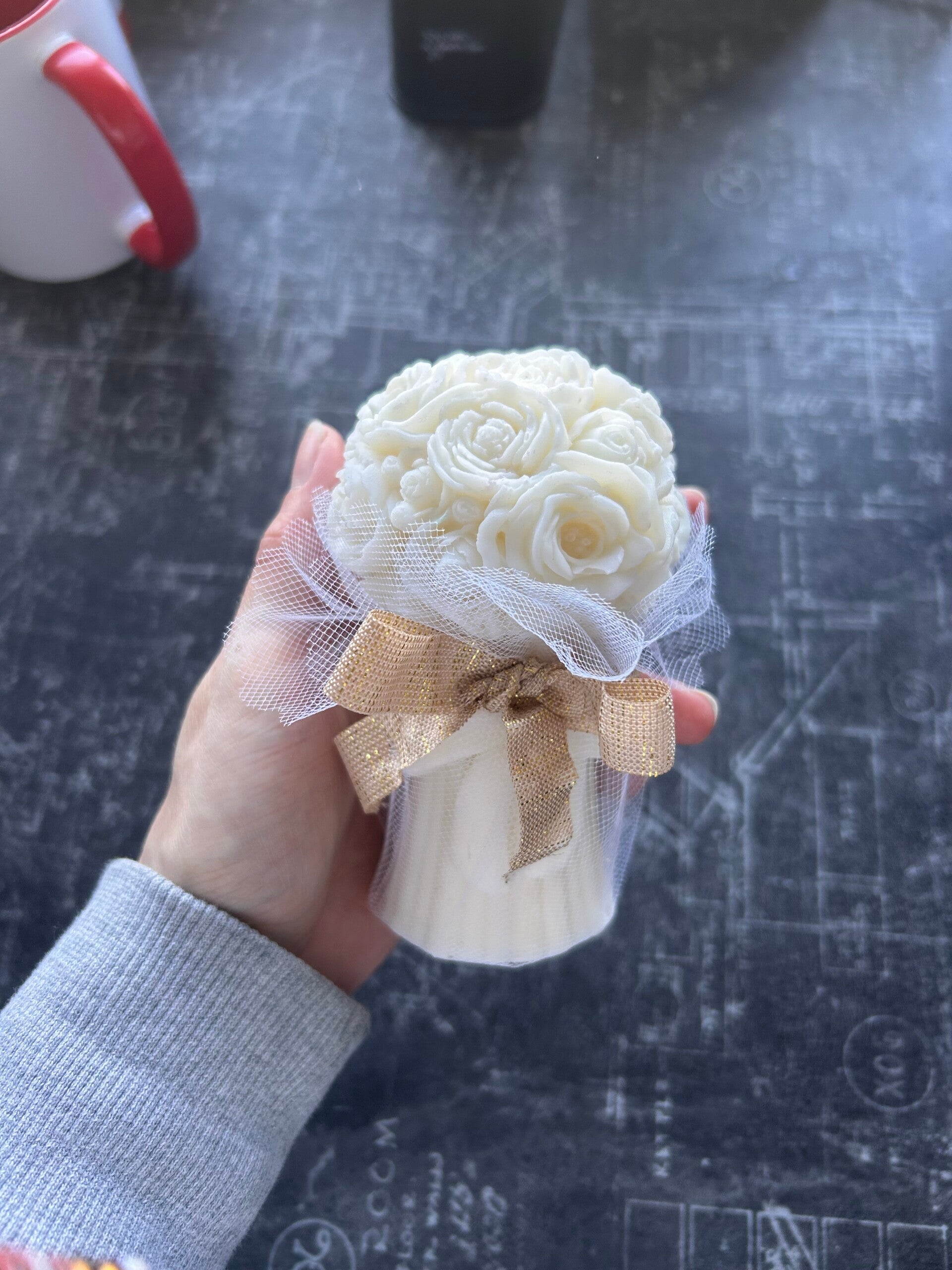 Bougie bouquet de rose