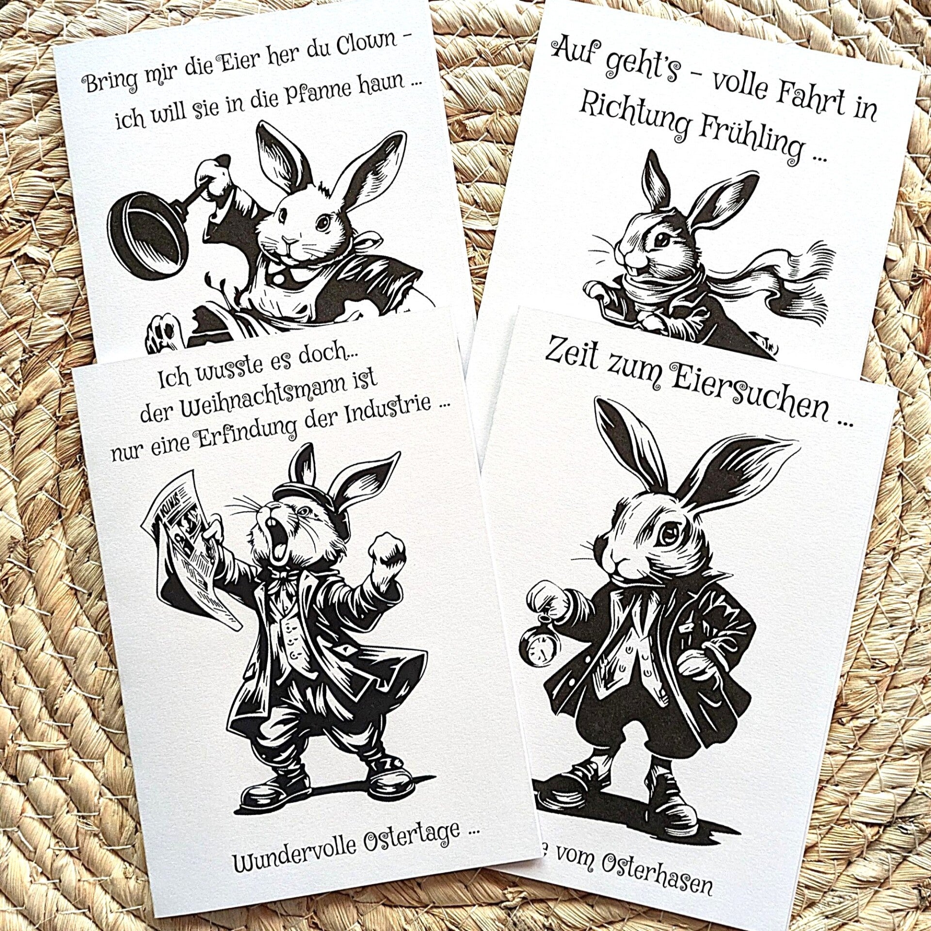 Witzige Osterkarte mit Karikatur personalisierbar „Rena“