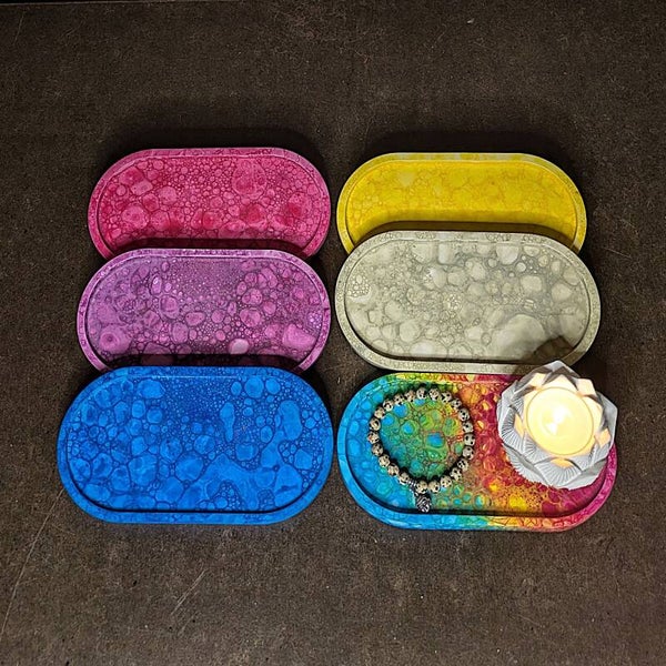 Ovales Keramik Tablett Unikat - Bubble Collection „Clara“