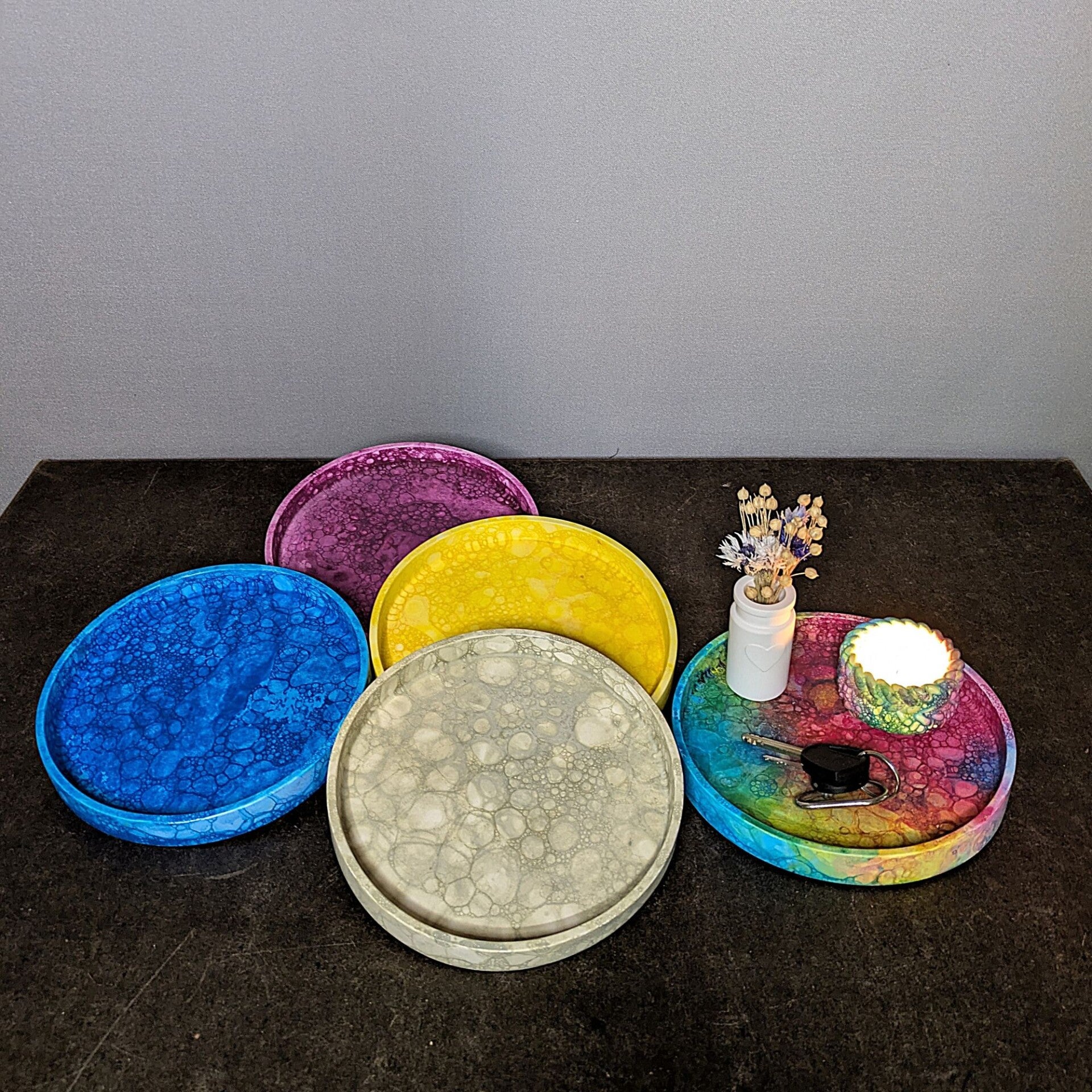 Rundes Keramik Tablett Unikat - Bubble Collection „Jamila“