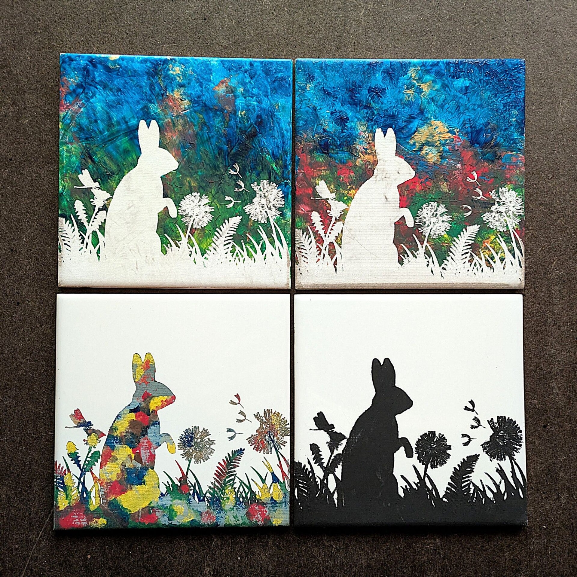 Keramikfliese Hase mit Lasergravur - Osterdeko „Pascal“