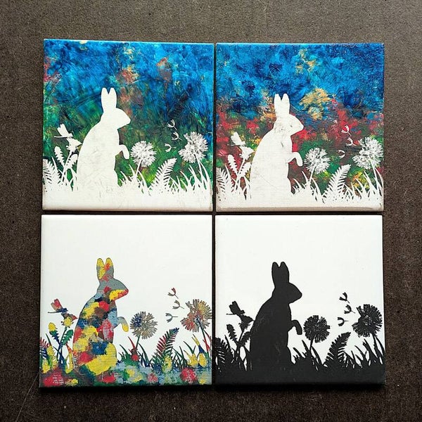 Keramikfliese Hase mit Lasergravur - Osterdeko „Pascal“