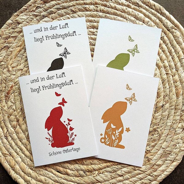 Minimalistische Osterklappkarte mit Blumenhase personalisierbar „Daisy“