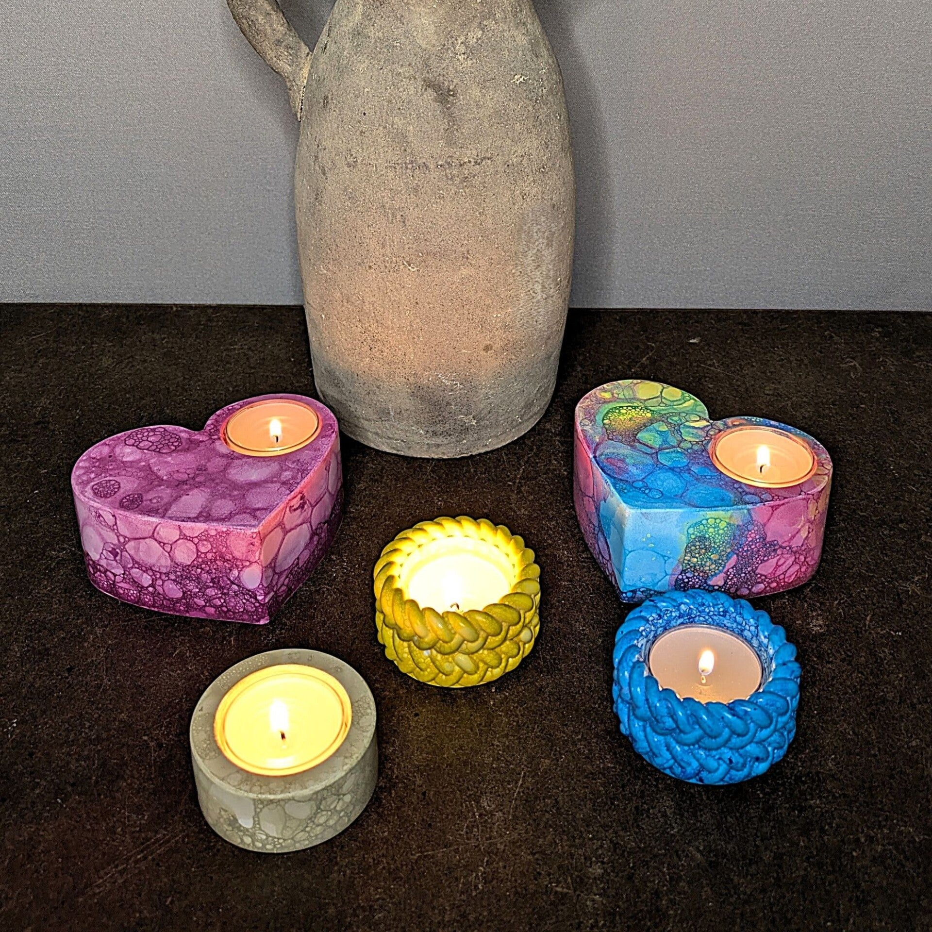 Keramik Teelichthalter Unikat in Wunschfarbe - Bubble Collection „Marta“