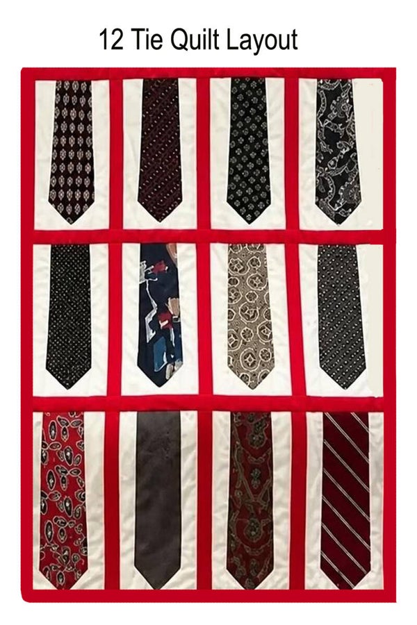 CUSTOM Tie Quilt:  "A Dozen Fond Memories" - 12 ties
