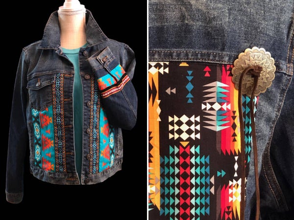GLITZY Denim Long sleeve SPIRIT TRAIL Jacket -  X Large