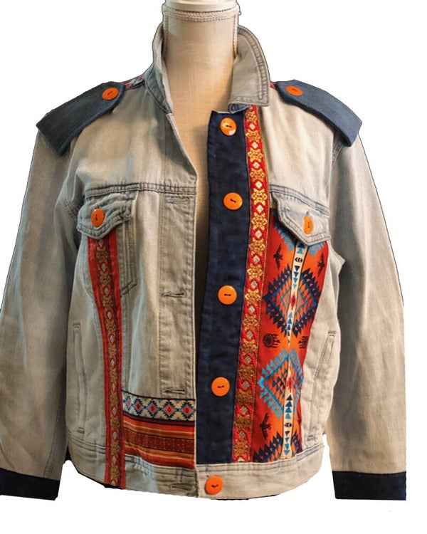 GLITZY Aztec Orange & Blue Jacket - 2X LARGE