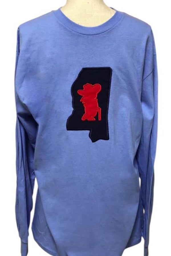 Powder Blue Ole Miss Rebel Tee Shirt - size X Large
