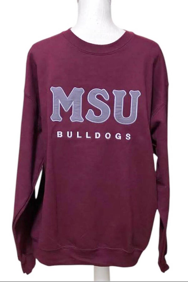 Maroon Unisex MSU Bulldogs Sweatshirt - size LARGE