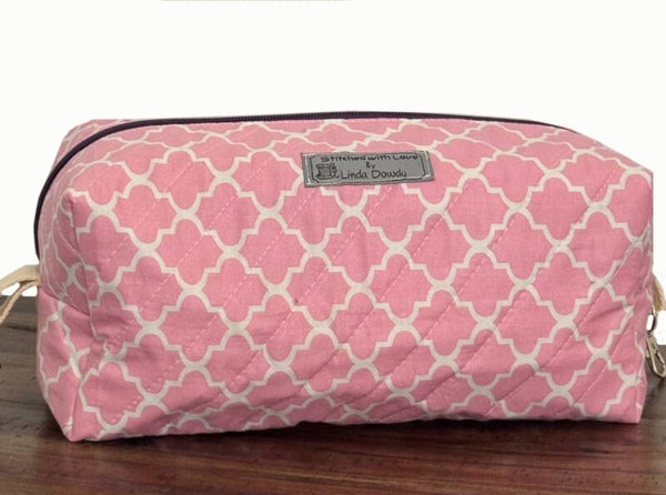 Quilted Boxy Bag - Pink Diagonals