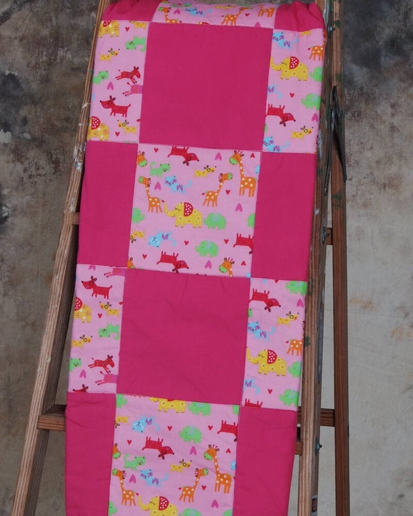 Patchwork Animals Baby Quilt in Bright Colors