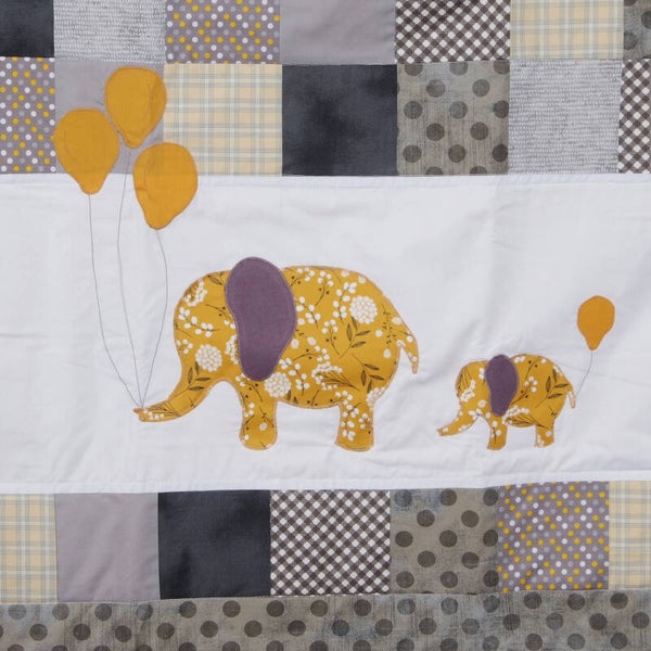 Gray Elephant Crib Quilt
