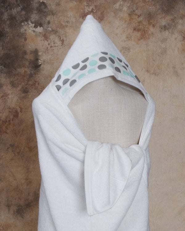 Child's Hooded Towel - Aqua and Gray Dots