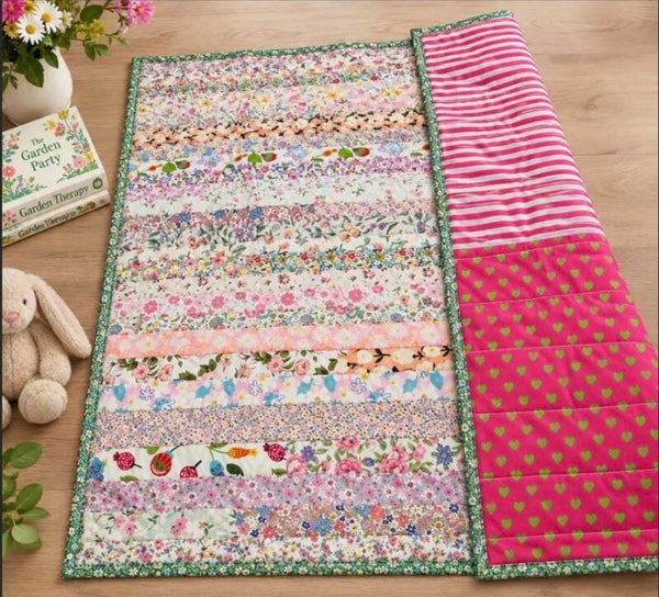 Throw Quilt: GARDEN PARTY in the BREEZE
