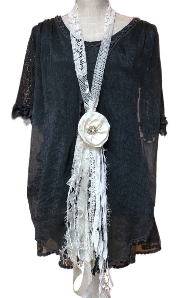 GLITZY White Lace Boho Scarf