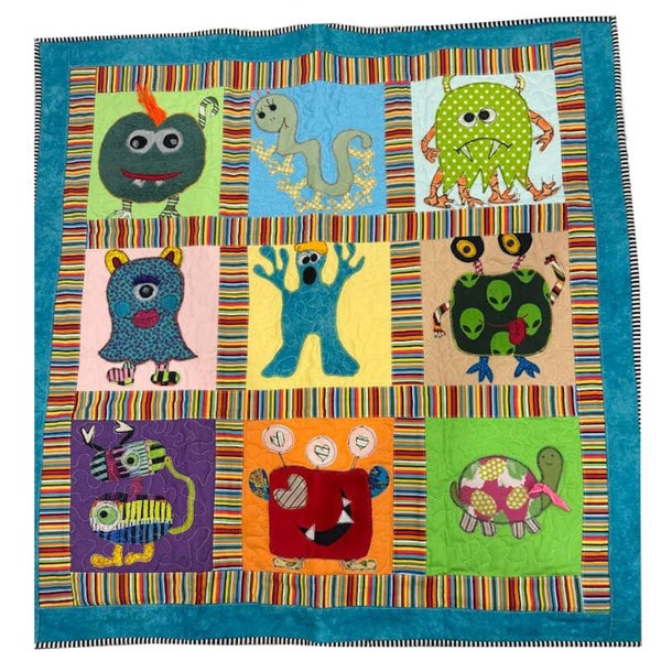 LITTLE MONSTERS Child's Quilt - 37" x 37"