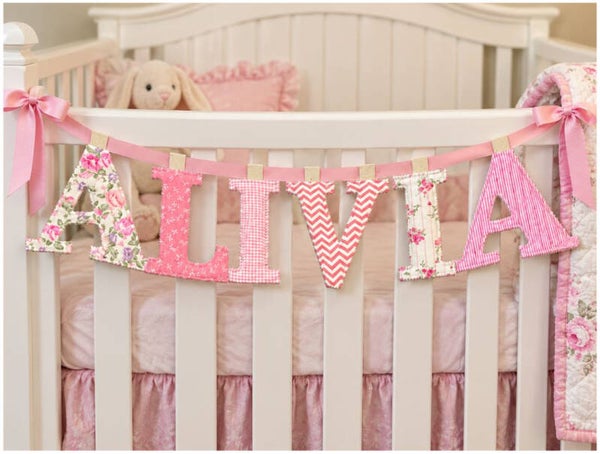 Custom Quilted Name Banner: Baby Girl