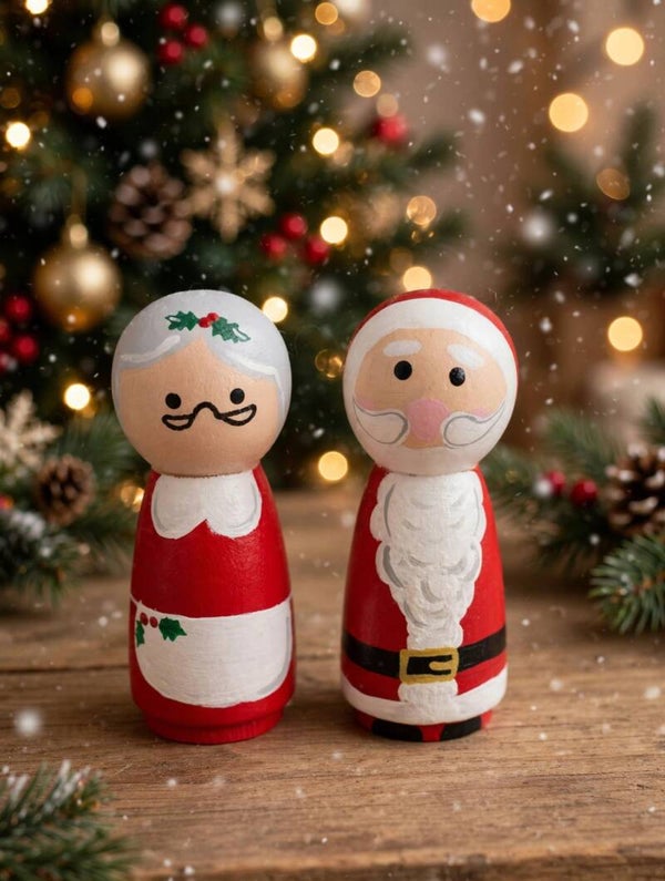Kerstman & Kerstvrouw Pegdoll 🎅❤️✨