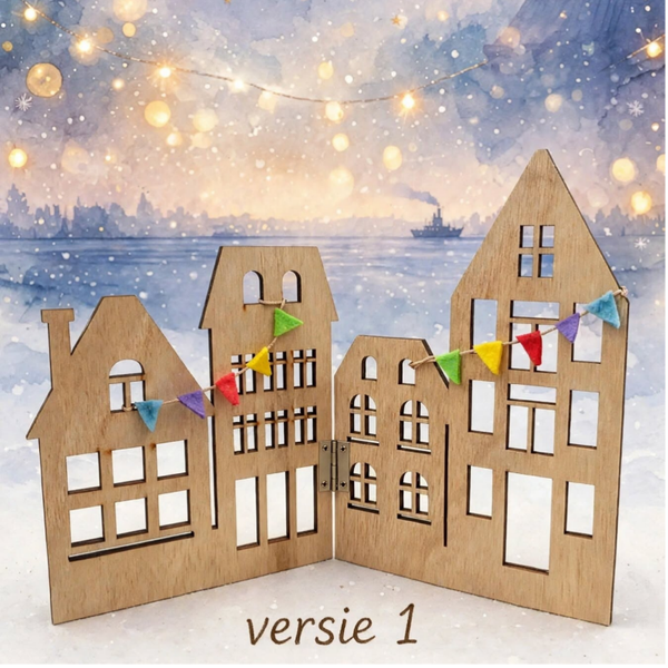 Houten Huisjes met Vlaggetjes