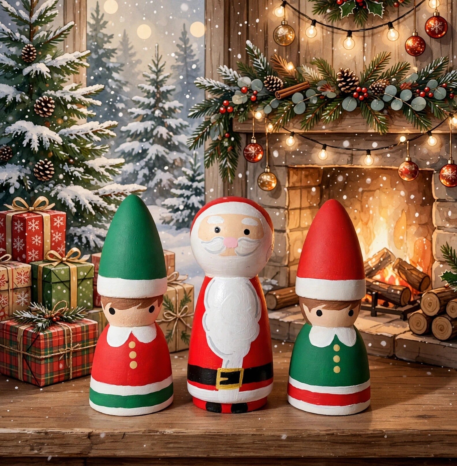 Kerstman met 2 Kerstelfen 🎅✨