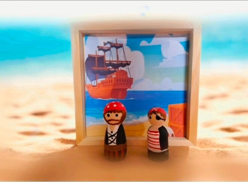 2 piraten met achtergrond kader