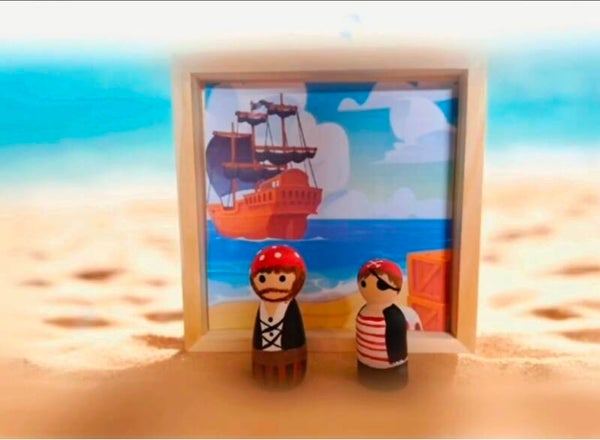 2 piraten met achtergrond kader