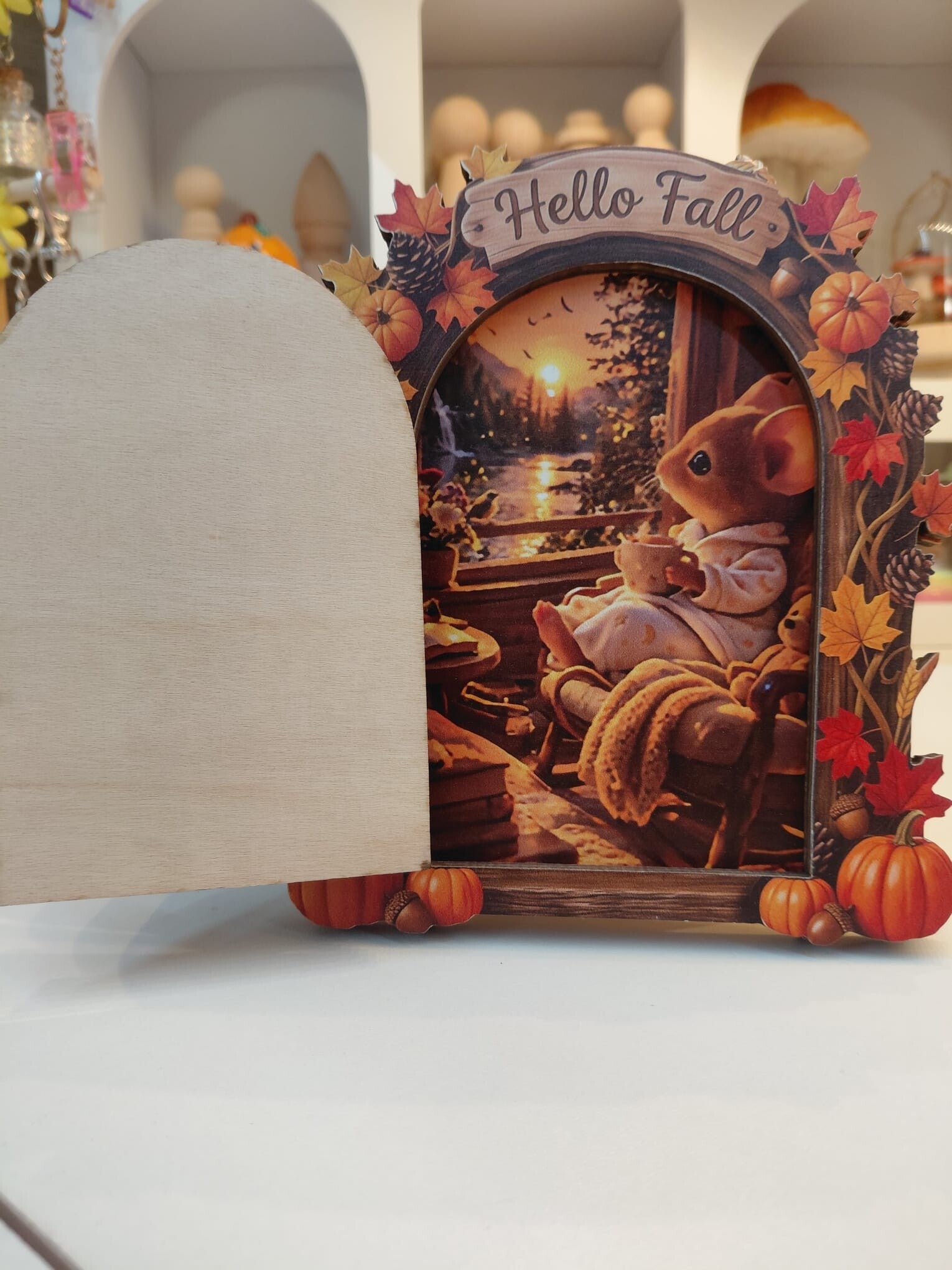 Herfst muisje Open & Dicht Deurtje