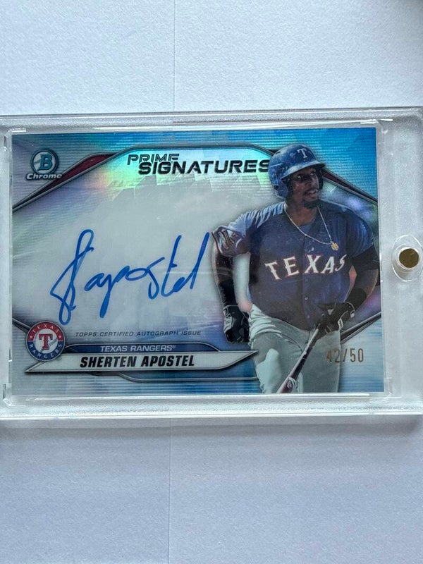 2020 Bowman Chrome Sherten Apostel On-Card Auto Orange Refractor #/50 PSC-SA