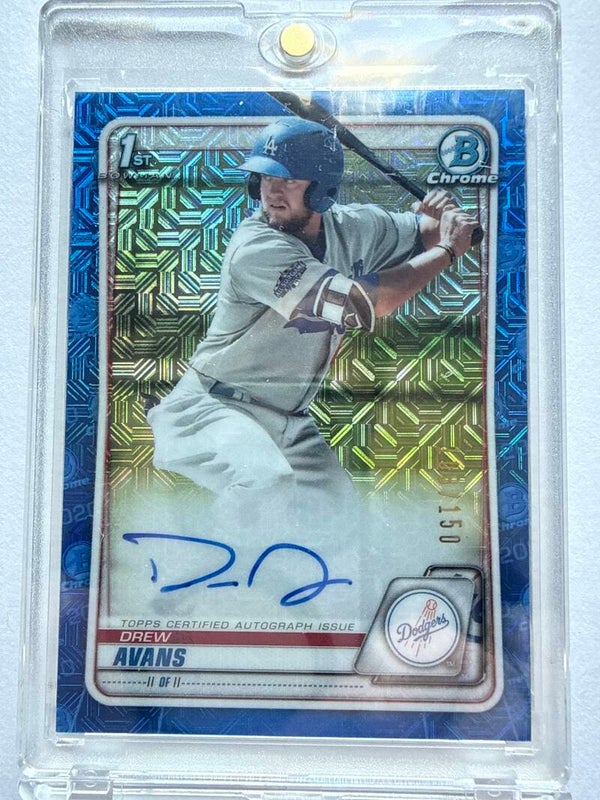 2020 Bowman Chrome Drew Avans Blue Refractor Auto #/150 CPA-DA