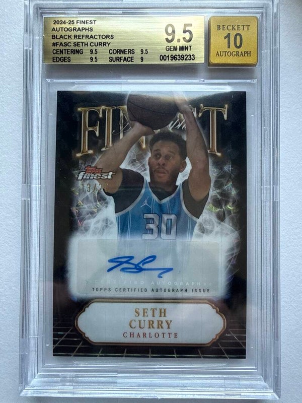 2024-25 Topps Finest Seth Curry Black Refractor Autograph #13/25 BGS 9.5 Auto 10