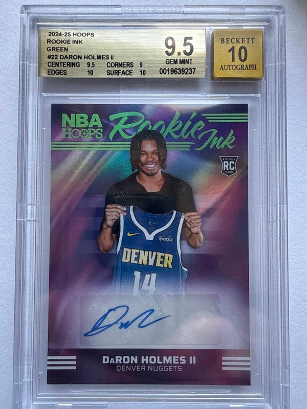 2024-25 Deron Holmes II Rookie Inc. Green Auto #22 BGS 9.5 Gem Mint Auto 10