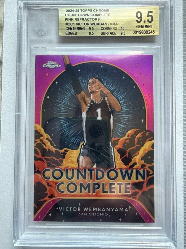 2024-25 Topps Chrome Victor Wembanyama Countdown Complete Pink Refractor BGS 9.5 Gem Mint