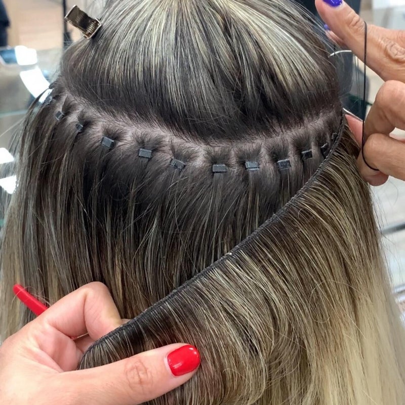 Extensiones en tela con microlinks