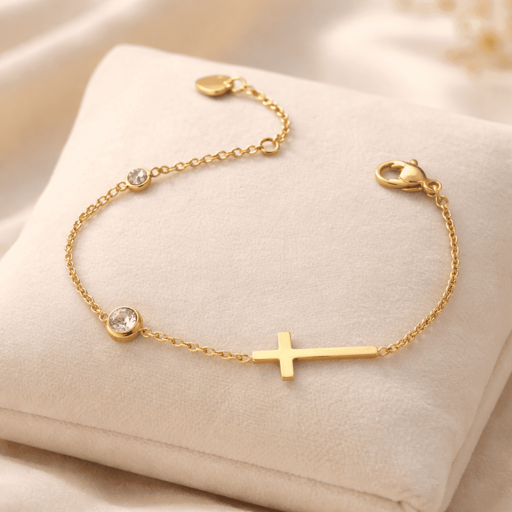 Golden Faith – Pulsera Cruz 316L