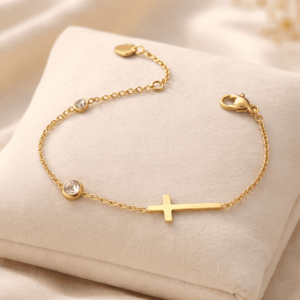 Golden Faith – Pulsera Cruz 316L