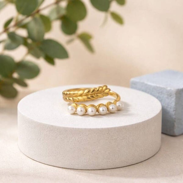 Anillo Ajustable Tiara De Perlas-resistente al agua
