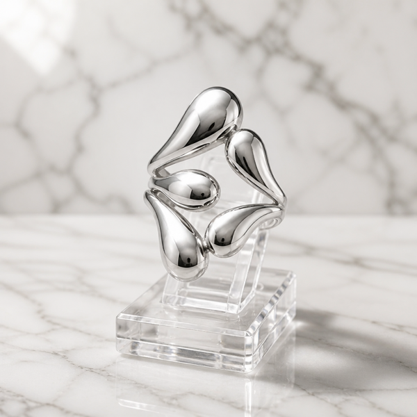 Anillo Ajustable Líquid Drops – Acero Quirúrgico 316L