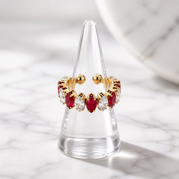Anillo Ajustable Pasión Eterna Rojo y Blanco