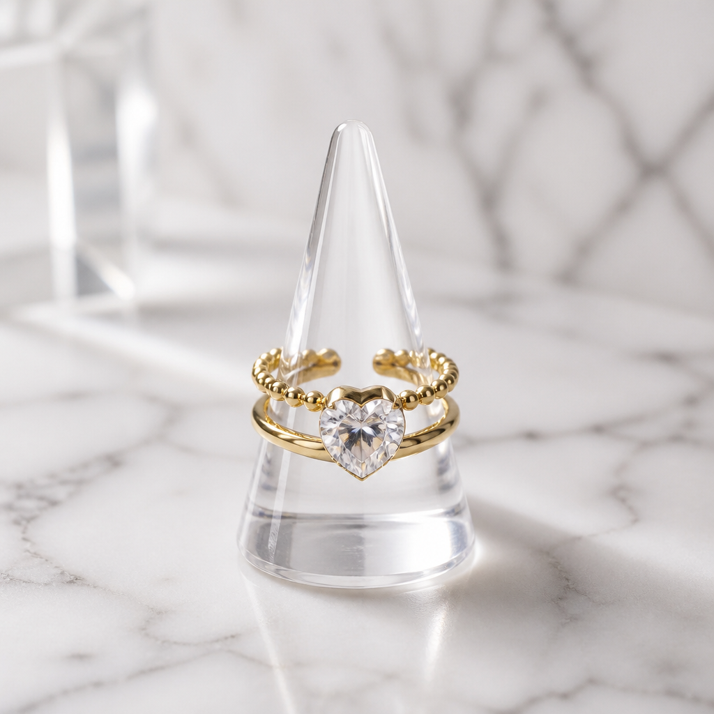 Anillo Corazón Aurora ajustable chapado en oro 18klt