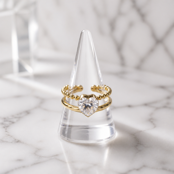 Anillo Corazón Aurora ajustable chapado en oro 18klt