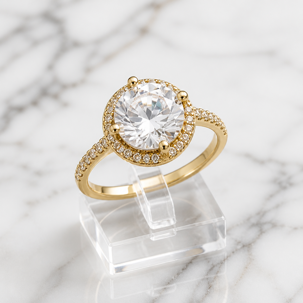 Anillo Solitario Brilliance Royale - acero oro 18klt