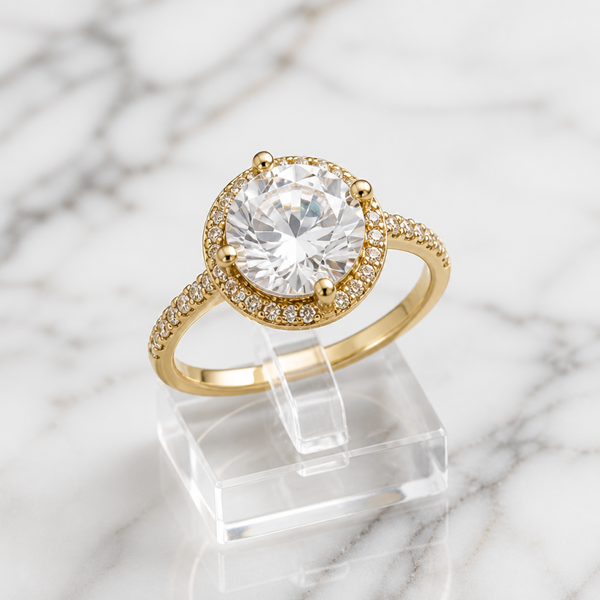 Anillo Solitario Brilliance Royale - acero oro 18klt