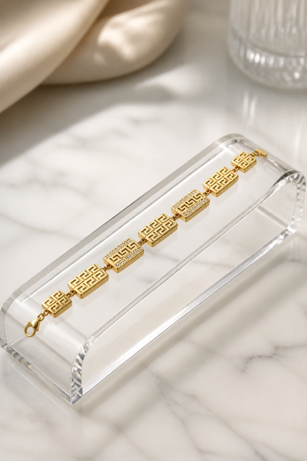 Brazalete Grecia Imperial Acero 316L Oro 18k