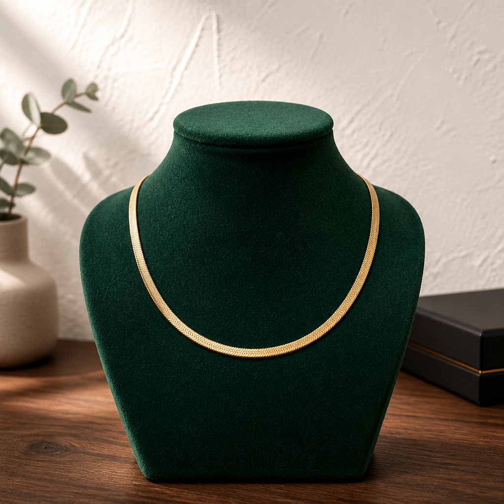 Cadena Snake de Acero Quirúrgico Chapada en Oro 18K
