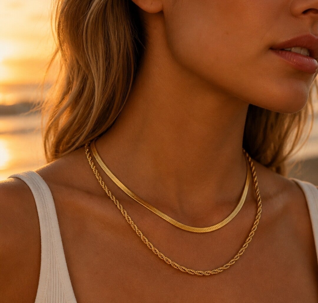Cadenas y Collares De Acero Oro