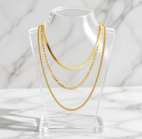 Collar Multicadena Golden Beads – Acero Quirúrgico Chapado en Oro 18Klt