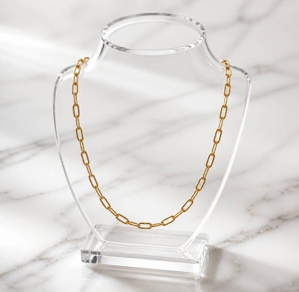 Collar Paperclip Facetado de Alta Calidad – Oro 18k Industrial Chic
